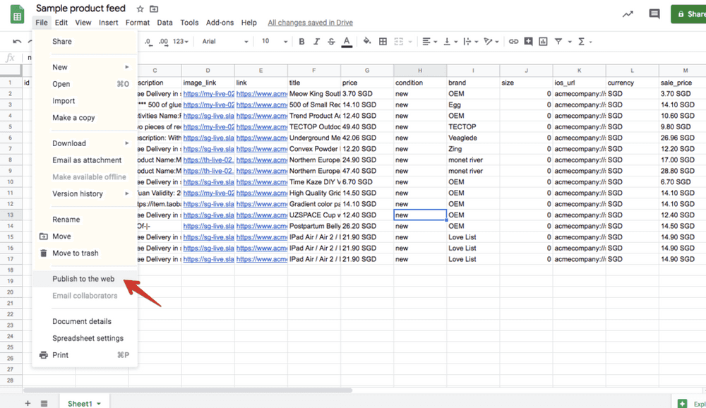 one way to make the data in Google Sheets downloadable is to publish to the web