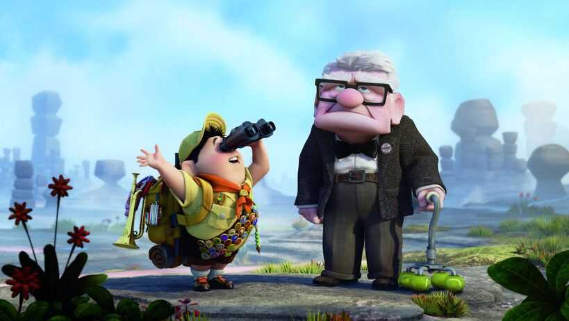 up animated film with uncle and kid