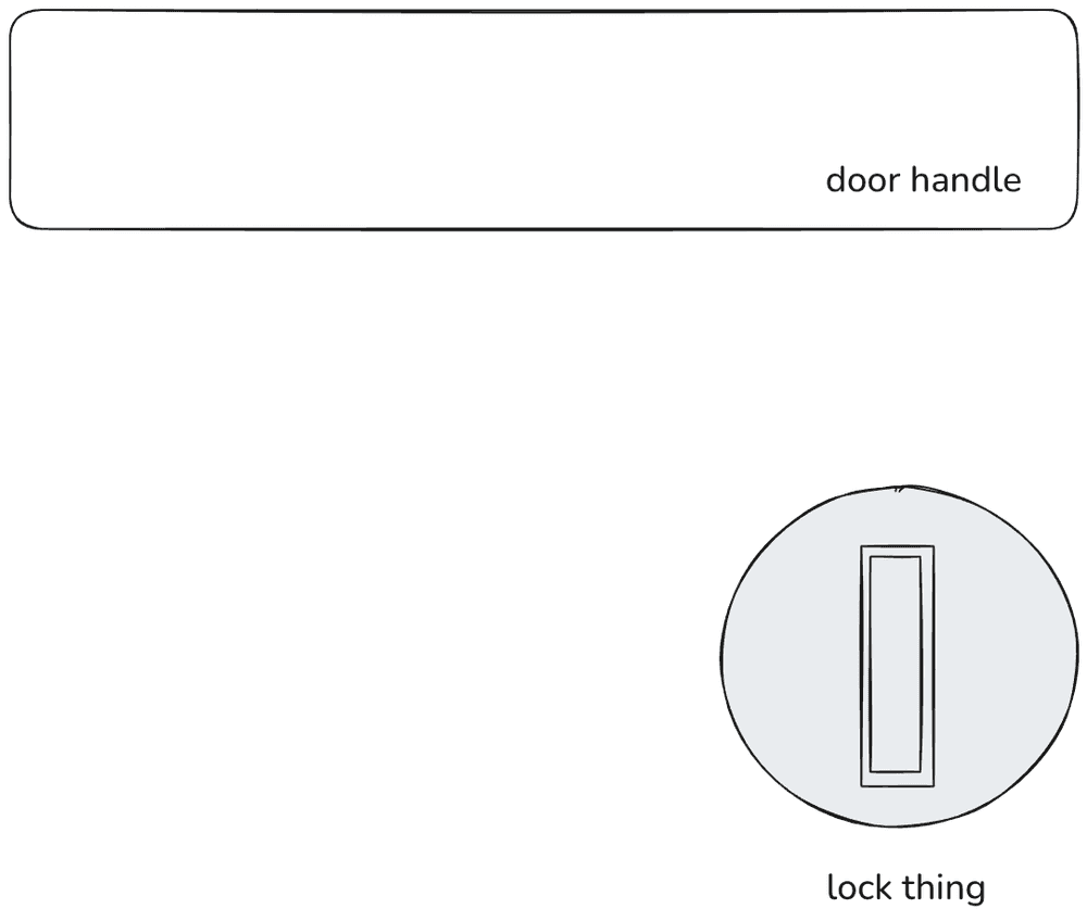 drawing of handle and lock on the door