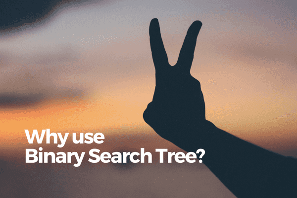 why use binary search tree banner with peace hand sign