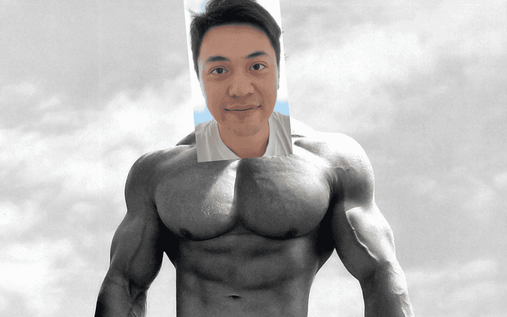 my head transposed onto arnold's body for fun