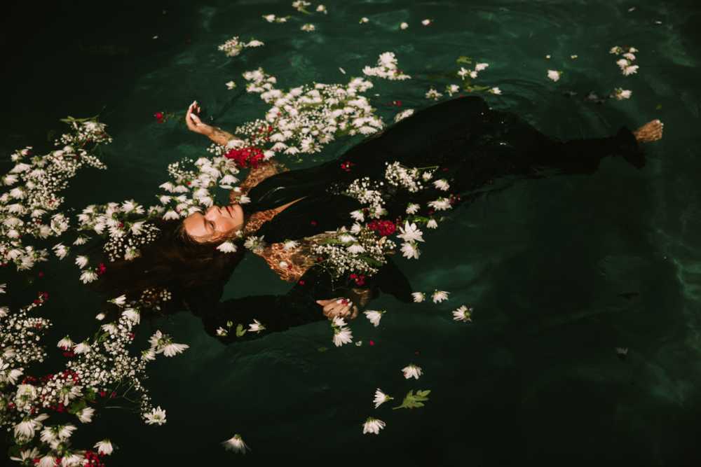 woman floating in water