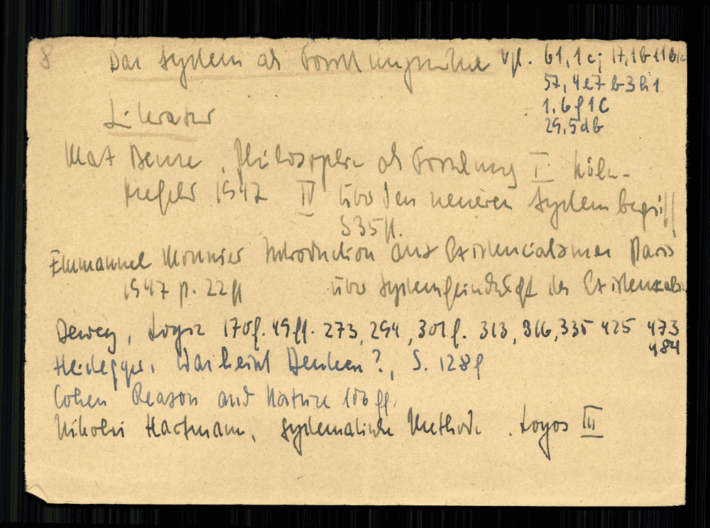 scan of one of Niklas Luhmann's physical index note