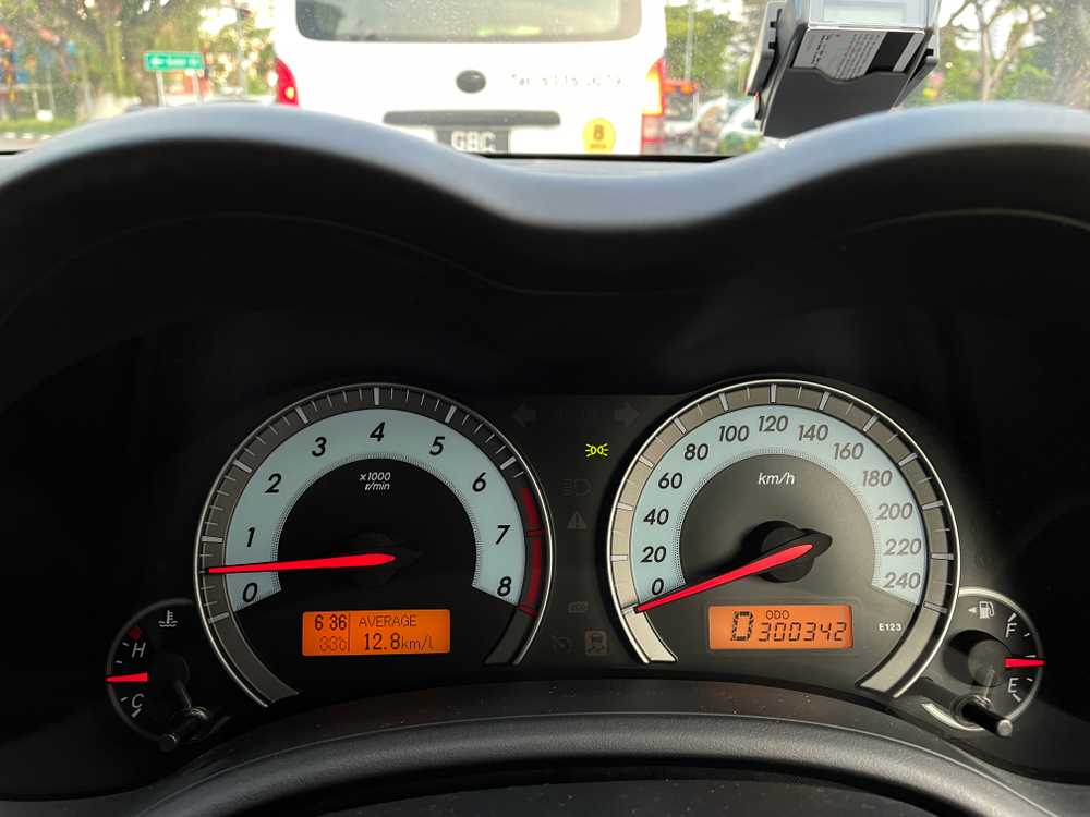 photo of my Toyota car dashboard showing the fuel efficiency number and eco light indicator